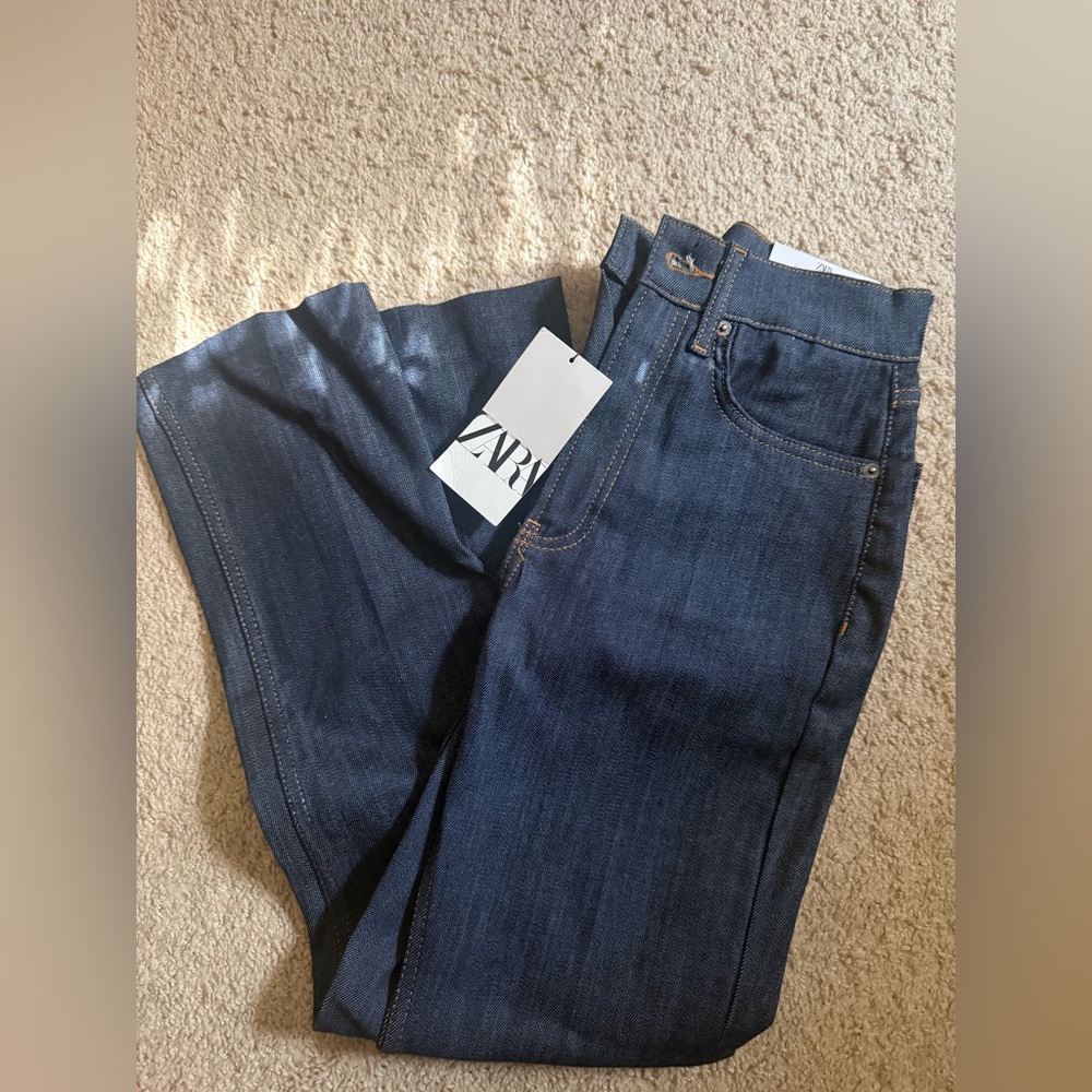 Zara Bootleg High Rise High Cut Jeans